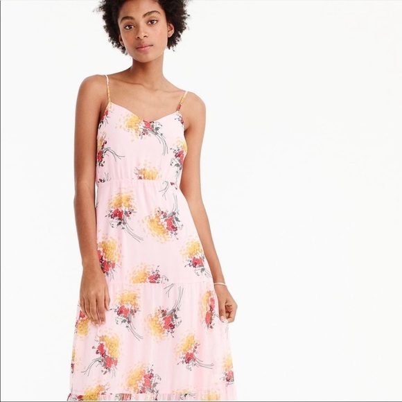 J. Crew Mercantile Pink Sunburst Tiered Bouquet Floral Maxi Dress - Picture 3 of 11